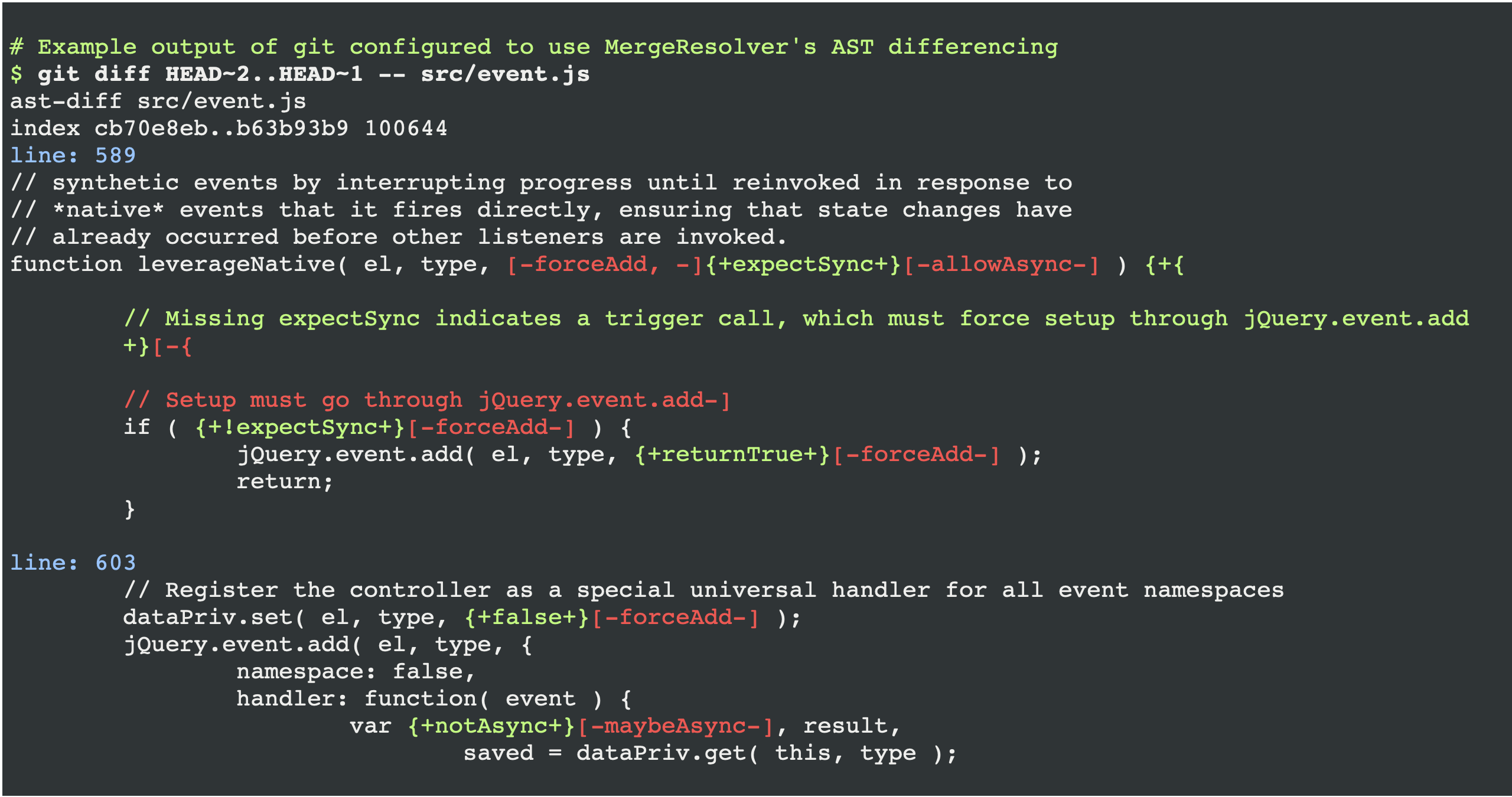 Screenshot of an AST merge
